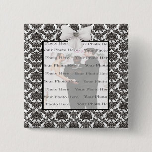 Badge Carré 5 Cm Bouton Carré Mariage Damask Elegance