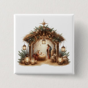 Badge Carré 5 Cm Bouton Carré Nativité