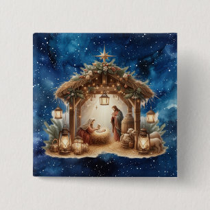 Badge Carré 5 Cm Bouton Carré Nativité