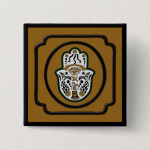 Badge Carré 5 Cm Bouton Carré noir Hamsa