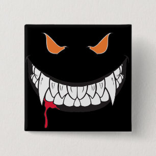 Badge Carré 5 Cm Bouton Carré noir Monster Grin