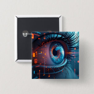 Badge Carré 5 Cm Bouton carré oeil Quantum