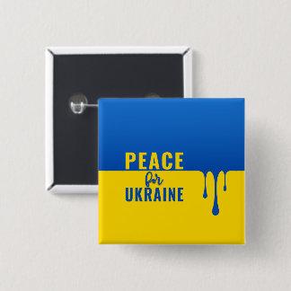 Badge Carré 5 Cm Bouton Carré Paix Ukraine