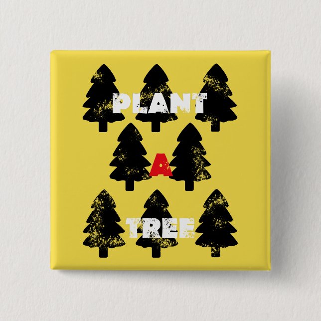 Badge Carré 5 Cm Bouton carré Plantons un arbre (Devant)