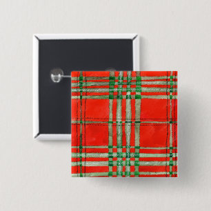 Badge Carré 5 Cm Bouton Carré ROUGE SCOTT TARTAN