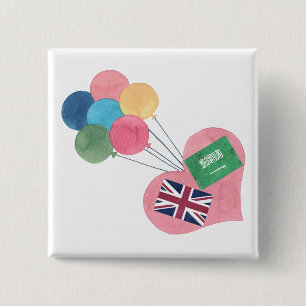 Badge Carré 5 Cm bouton carré Saoudien-britannique de pinback