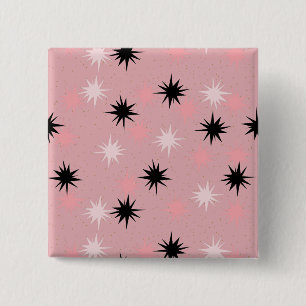 Badge Carré 5 Cm Bouton Carré Starbursts rose atomique
