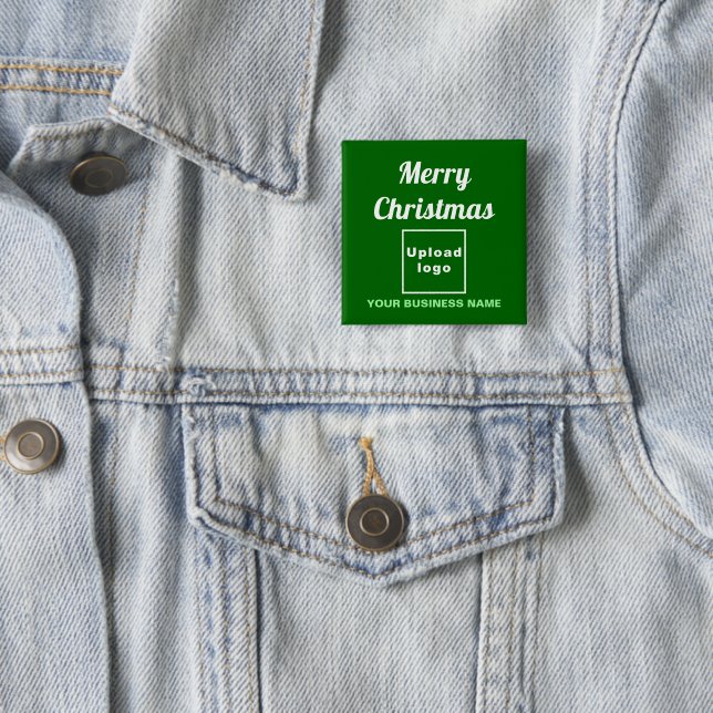 Badge Carré 5 Cm Bouton Carré vert pour Noël d'affaires (En situation)