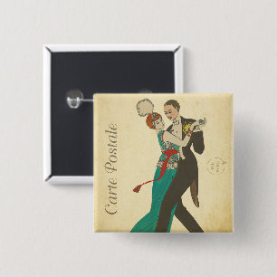Badge Carré 5 Cm Bouton Carte Postale