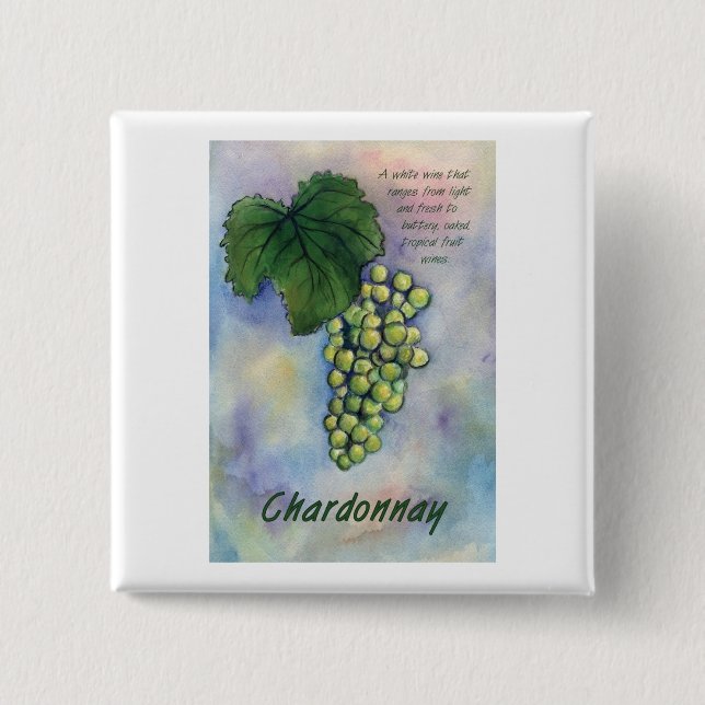 Badge Carré 5 Cm Bouton Chardonnay Vins & Description (Devant)