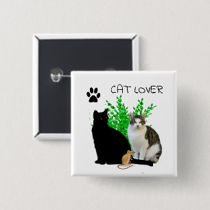 Badge Carré 5 Cm Bouton Chats Mignons Amateur de Chat