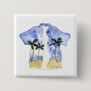 Badge Carré 5 Cm Bouton Chemise hawaïenne