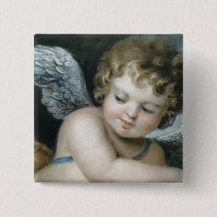 Badge Carré 5 Cm Bouton Cherub