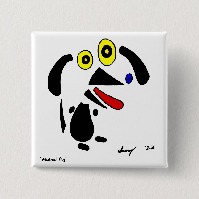 Badge Carré 5 Cm Bouton Chien Abstrait (Devant)