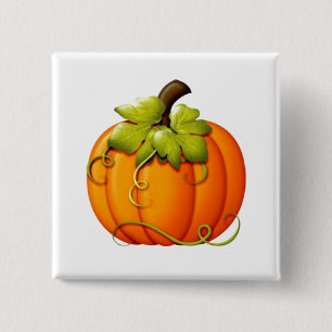 Badge Carré 5 Cm Bouton Citrouille d'automne