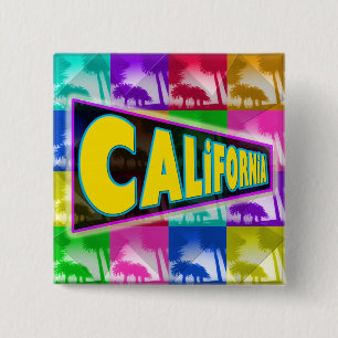 Badge Carré 5 Cm Bouton "Coloring California 2"