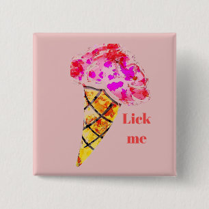 Badge Carré 5 Cm Bouton cône de crème glacée