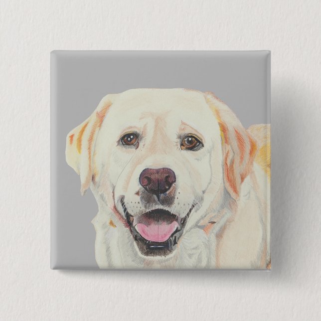 Badge Carré 5 Cm Bouton cool d'épingle du laboratoire jaune (Devant)