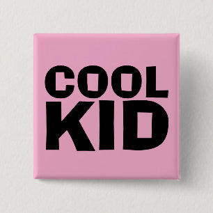 Badge Carré 5 Cm BOUTON cool ENFANT BOUTON ROSE BOUTONS