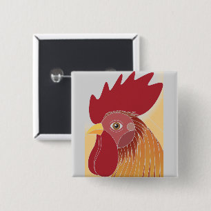 Badge Carré 5 Cm Bouton coq