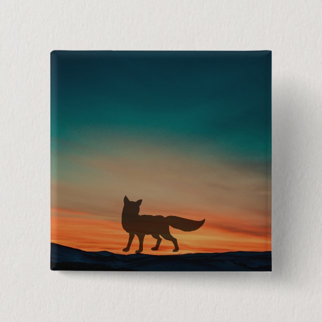 Badge Carré 5 Cm Bouton Coucher de soleil Fox (Devant)