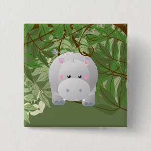 Badge Carré 5 Cm Bouton Coute Hipo Jungle Animals Party