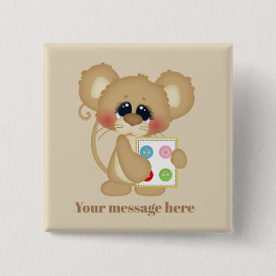 Badge Carré 5 Cm Bouton couture mignon ajouter un nom ou un message