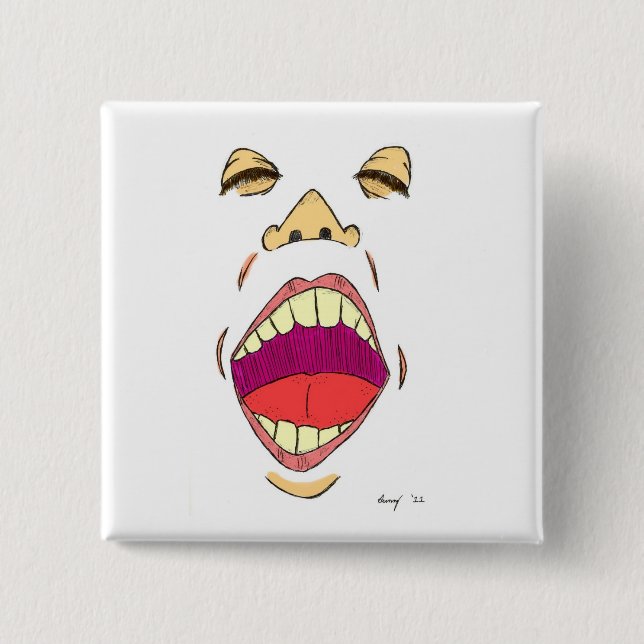 Badge Carré 5 Cm Bouton "crier" (Devant)