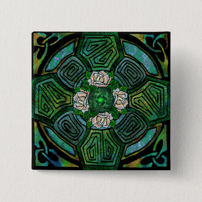 Badge Carré 5 Cm Bouton croisé de Connemara (Devant)