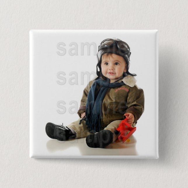 Badge Carré 5 Cm Bouton customisé d'anniversaire de photo (Devant)
