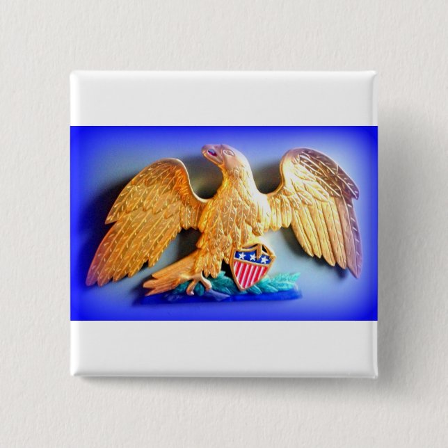 Badge Carré 5 Cm bouton d'aigle royal (Devant)