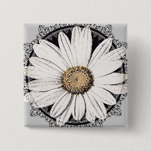 Badge Carré 5 Cm Bouton Daisy Mae