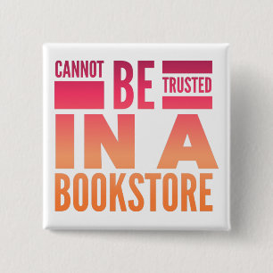 Badge Carré 5 Cm Bouton d'amour de lecture de librairie