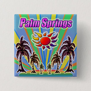 Badge Carré 5 Cm Bouton d'amour d'été de Palm Springs