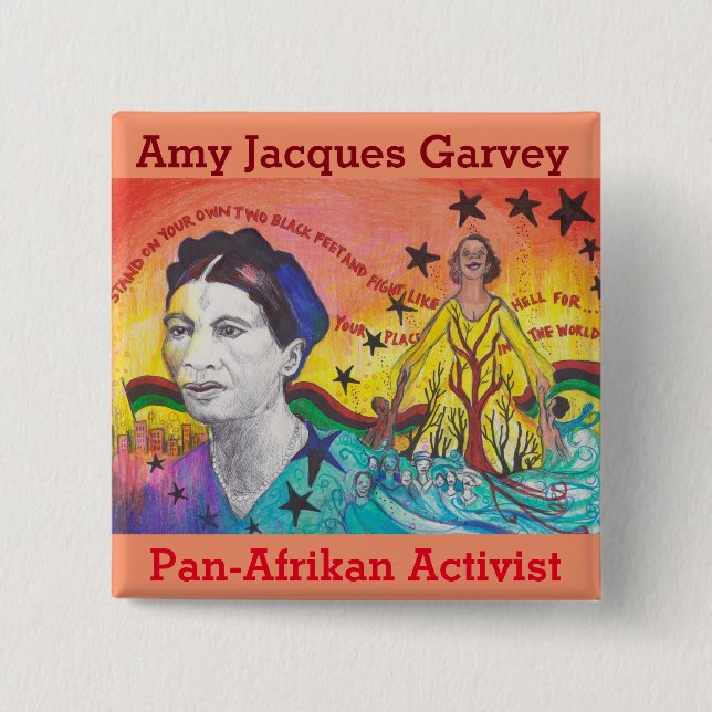 Badge Carré 5 Cm Bouton d'Amy Jacques Garvey (Devant)