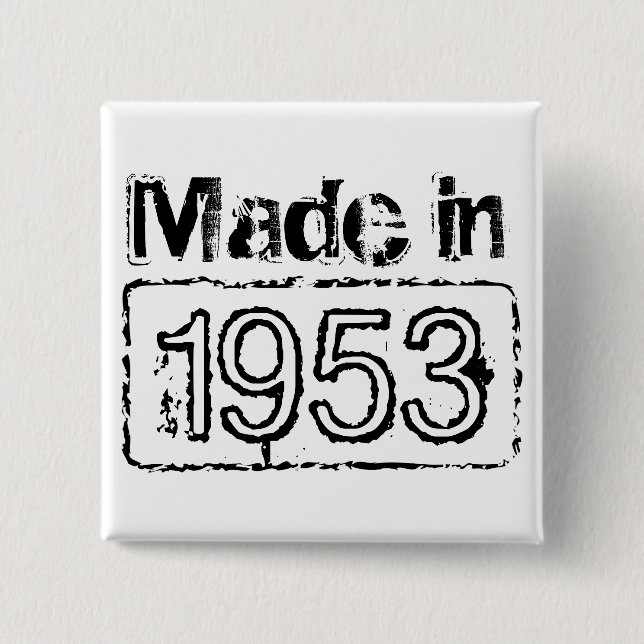 Badge Carré 5 Cm Bouton d'anniversaire avec l'année de naissance (Devant)