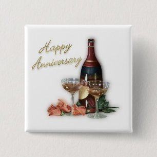 Badge Carré 5 Cm Bouton d'anniversaire de mariage