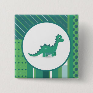 Badge Carré 5 Cm Bouton d'appui carré Dinosaur