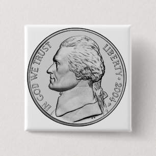 Badge Carré 5 Cm Bouton d'argent