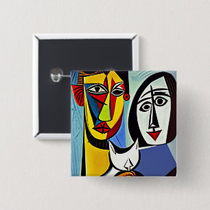 Badge Carré 5 Cm Bouton d'art abstrait