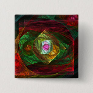 Badge Carré 5 Cm Bouton d'art Abstrait Connexions dynamiques (carré