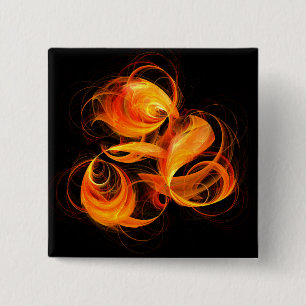 Badge Carré 5 Cm Bouton d'art Abstrait Fireball (carré)