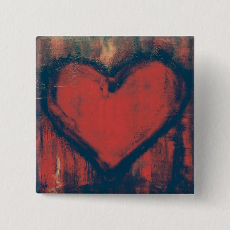 Badge Carré 5 Cm Bouton d'art de coeur de graffiti