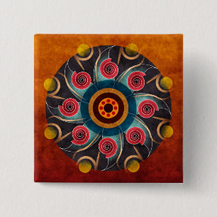 Badge Carré 5 Cm Bouton d'art vectoriel Abstrait couleur florale (c
