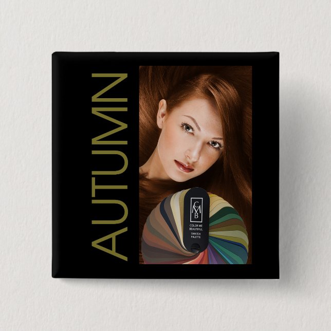 Badge Carré 5 Cm Bouton d'automne (Devant)