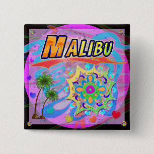 Badge Carré 5 Cm Bouton d'avancement réel de Malibu