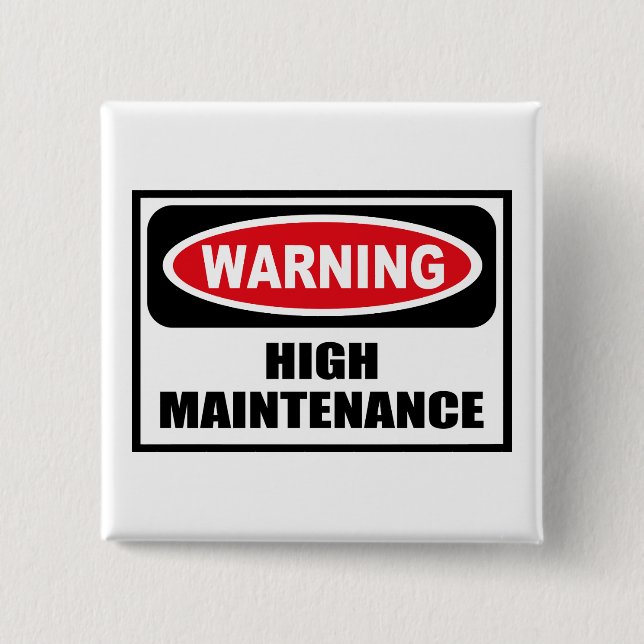 Badge Carré 5 Cm Bouton d'avertissement de MAINTENANCE ÉLEVÉE (Devant)