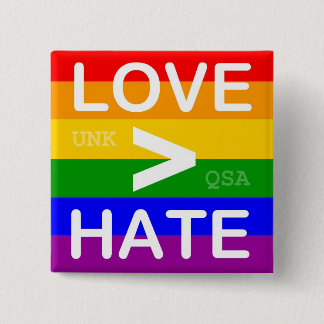 Badge Carré 5 Cm Bouton de "amour > de haine"