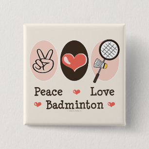 Badge Carré 5 Cm Bouton de badminton d'amour de paix
