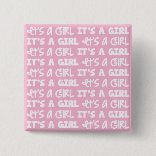 Badge Carré 5 Cm Bouton de bébé c'est une fille ! (Devant)